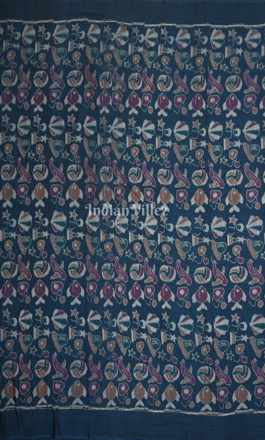 Navy Blue Odisha Ikat Sambalpuri Cotton Fabric