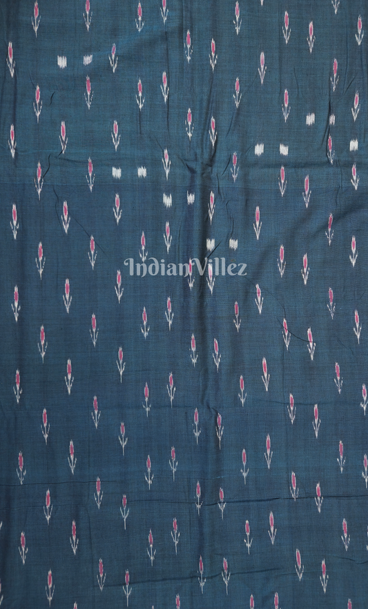 Peacock Blue Mayur Chandrika Design Odisha Ikat Sambalpuri Cotton Fabric 