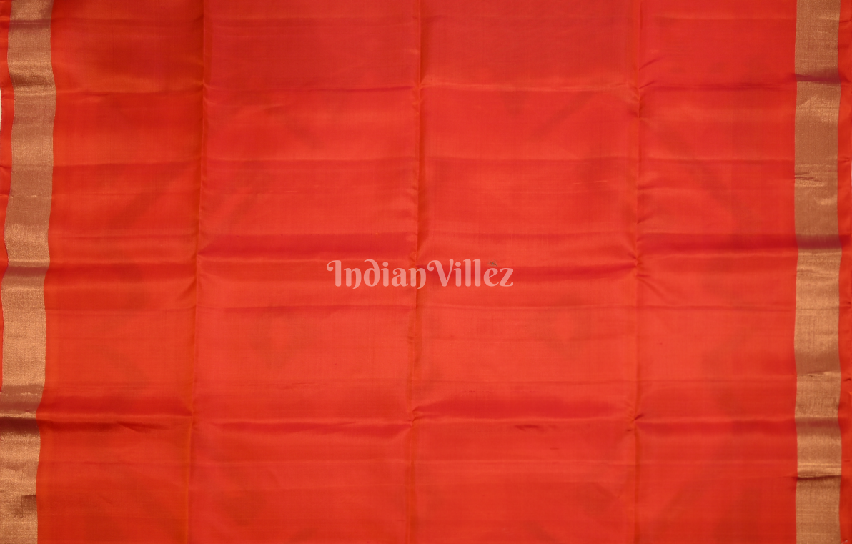 Grey Red Pochampally Ikat Silk Saree