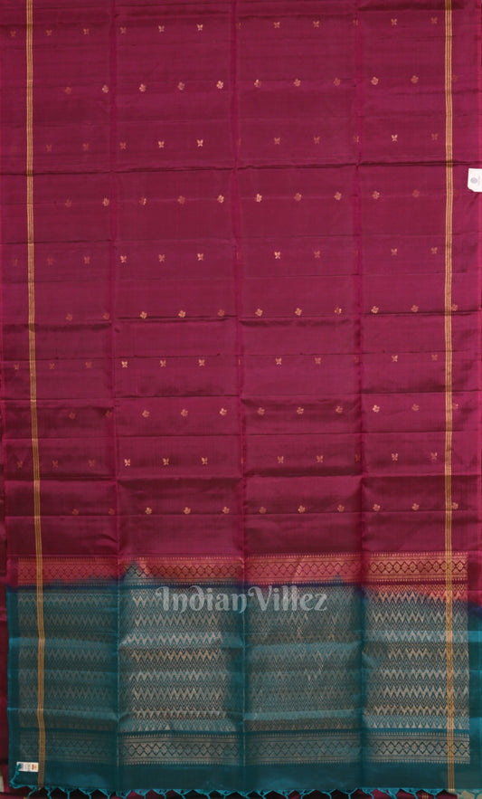 Wine Purple Blue Pure Kanjivaram Soft Silk Saree 