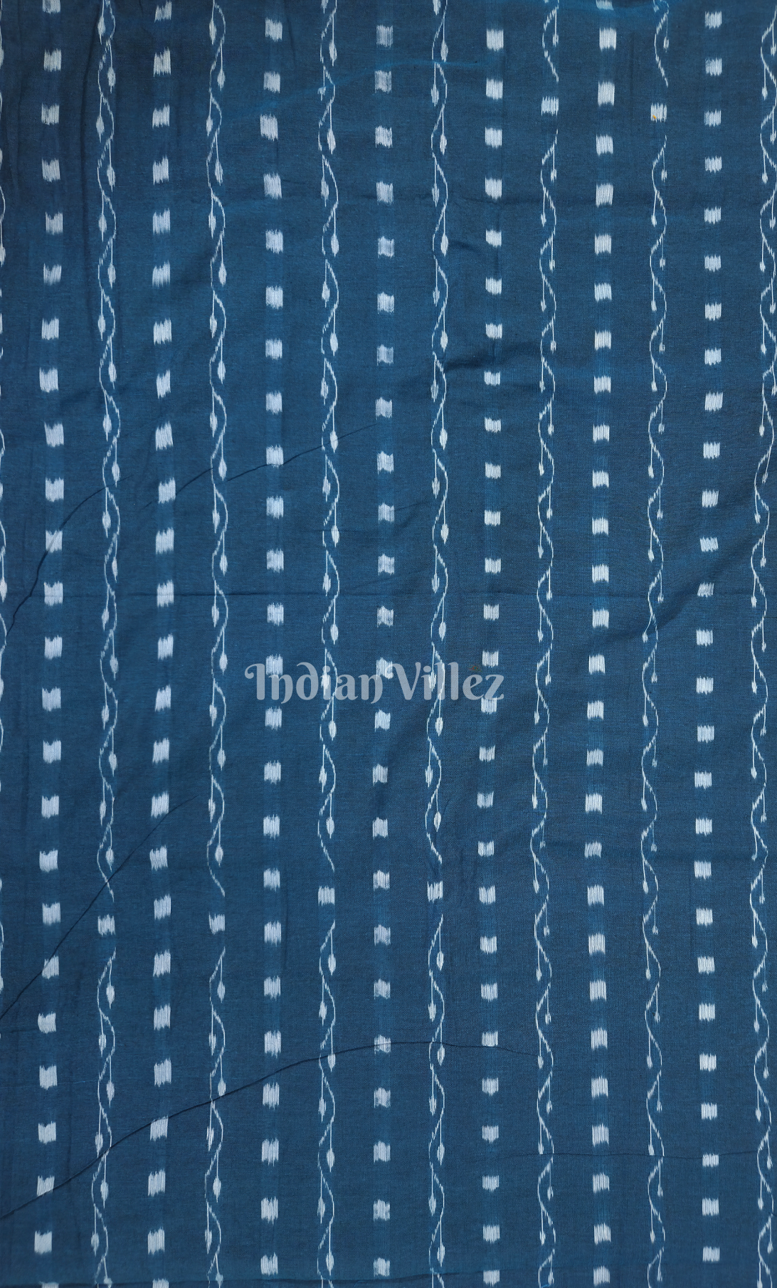 Peacpock Blue Tipa Design Odisha Ikat Sambalpuri Cotton Fabric 