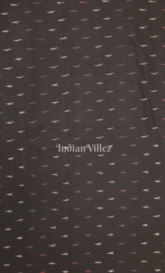 Black Red Pochampally Ikat Cotton Fabric 