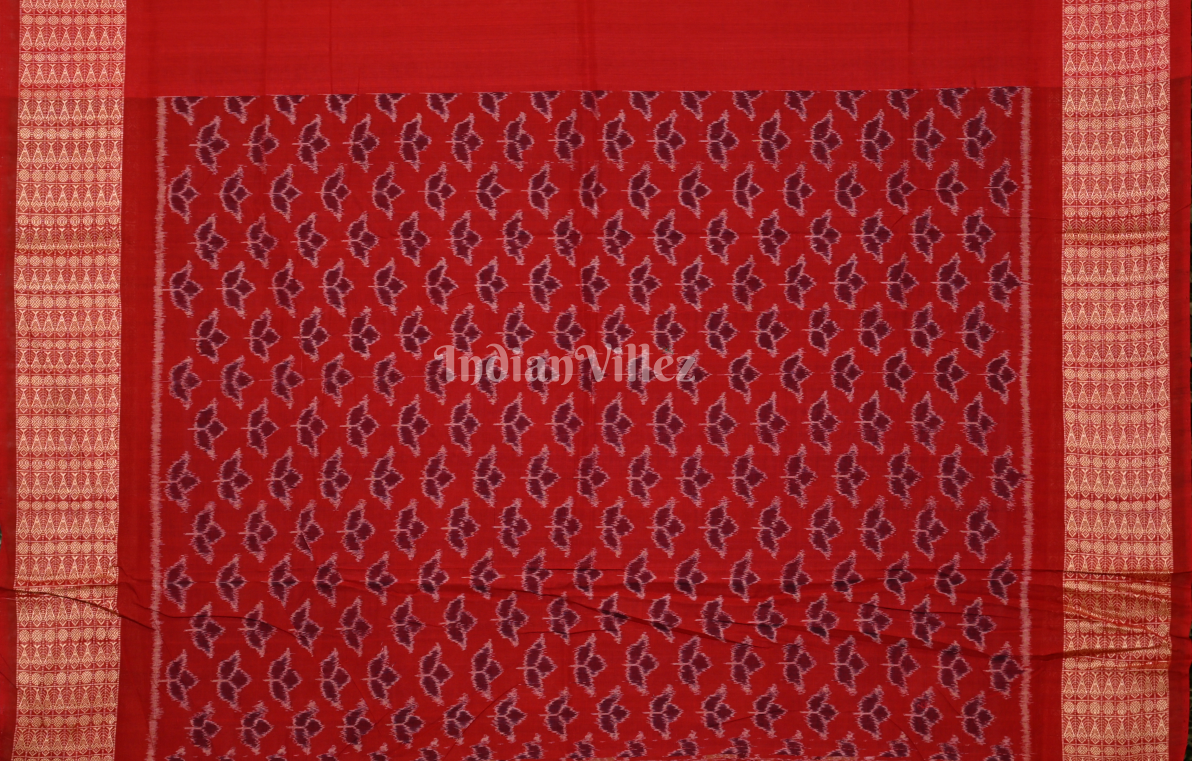 Navy Blue Red Nabakothi Odisha Ikat Sambalpuri Cotton Saree