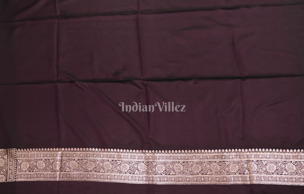 Purple Black Purple Rangkart Pure Mashru Satin Silk Banarasi Saree