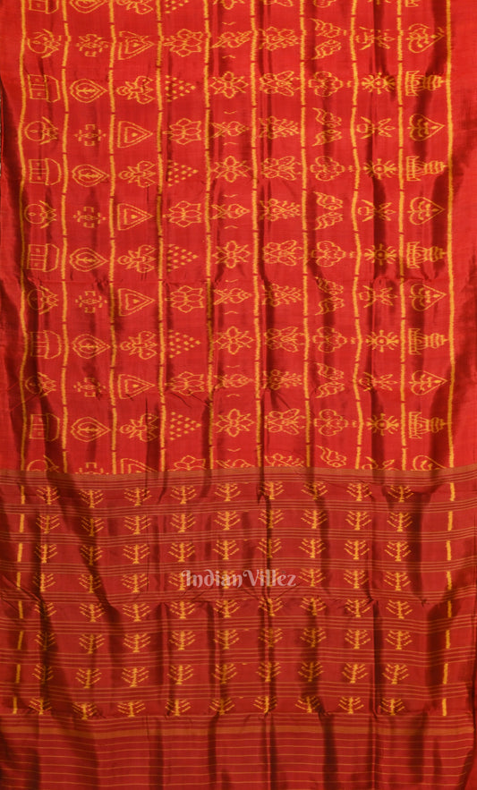 Red Maroon Nabarangi Nabakothi Odisha Ikat Contemporary Designer Silk Saree 