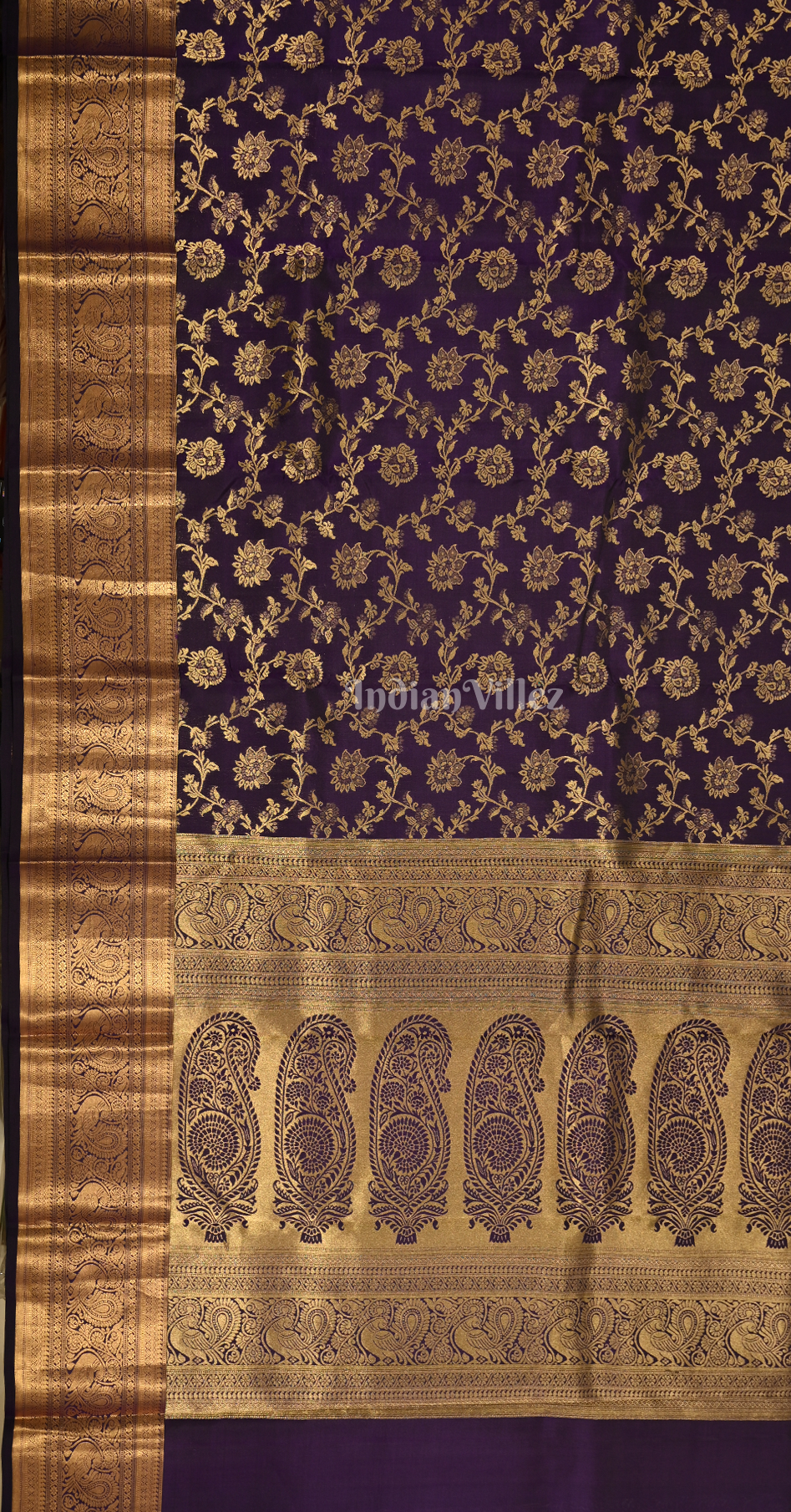 Exclusive Purple Floral Brocade Pure Kanjivaram Silk Saree