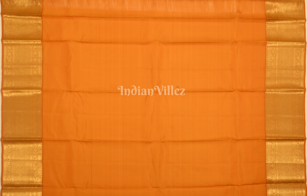 Orange Golden Butta Design Brocade Pure Kanjivaram Silk Saree
