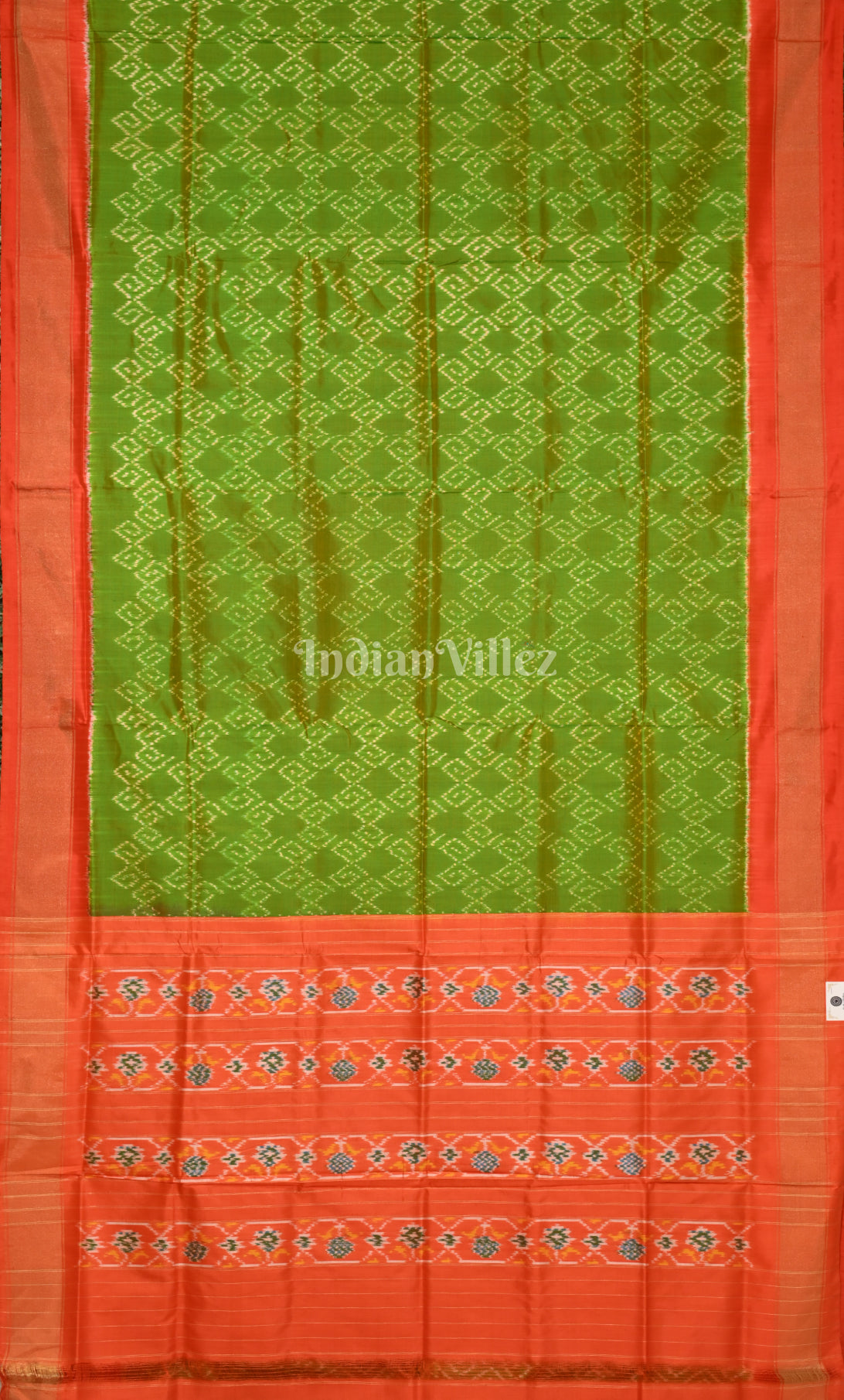 Green Red Pochampally Ikat Silk Saree 