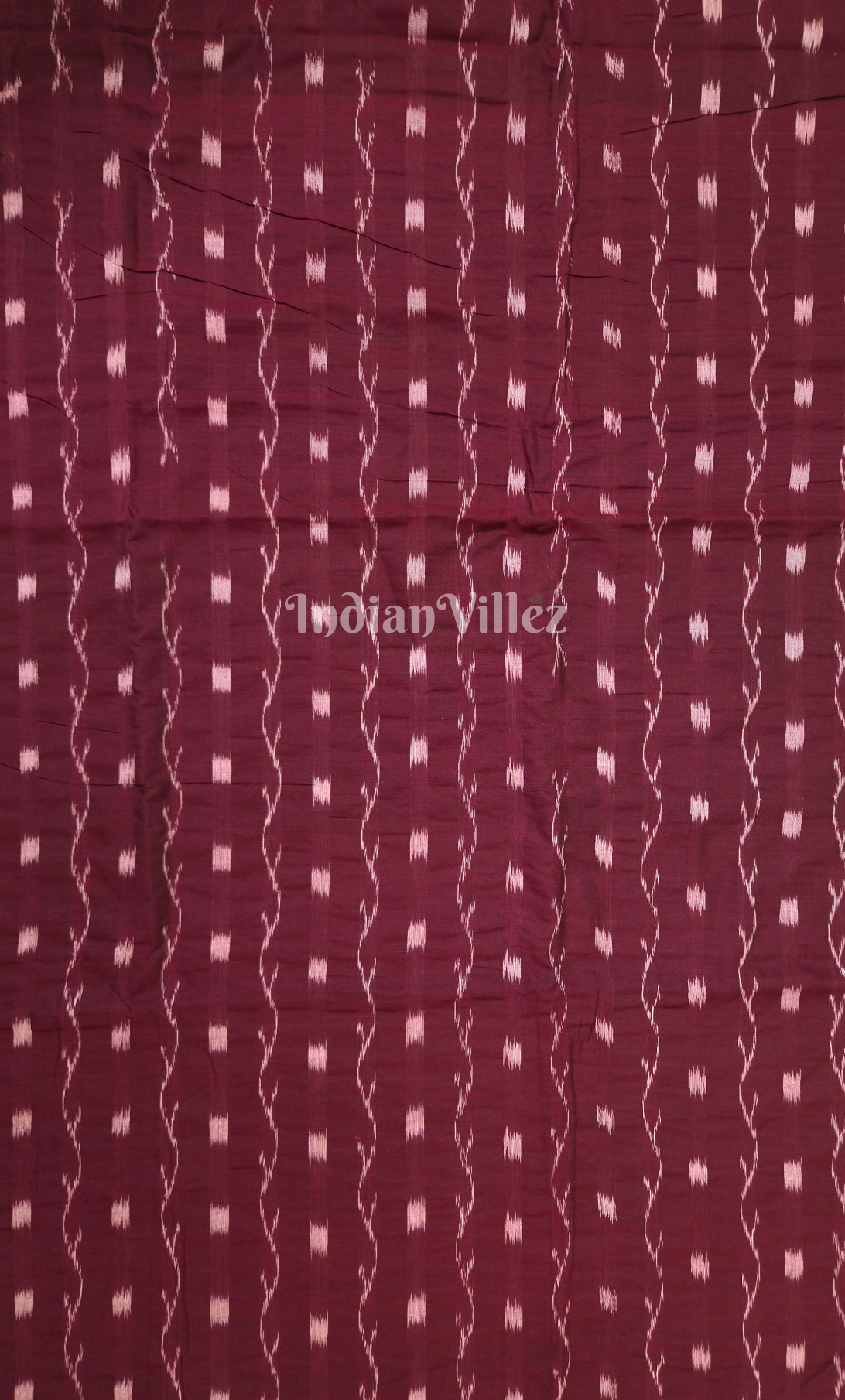 Maroon Tipa Design Odisha Ikat Sambalpuri Cotton Fabric