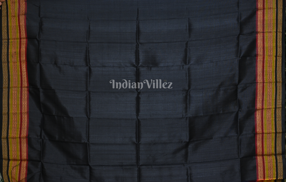  Royal Blue Buti Design Kathiphera Odisha Ikat Khandua Silk Saree with Blouse Piece 