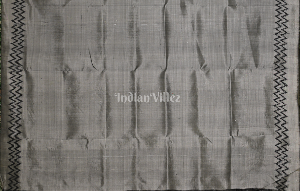 Grey Black Body Pasapali Odisha Ikat Contemporary Designer Silk Saree