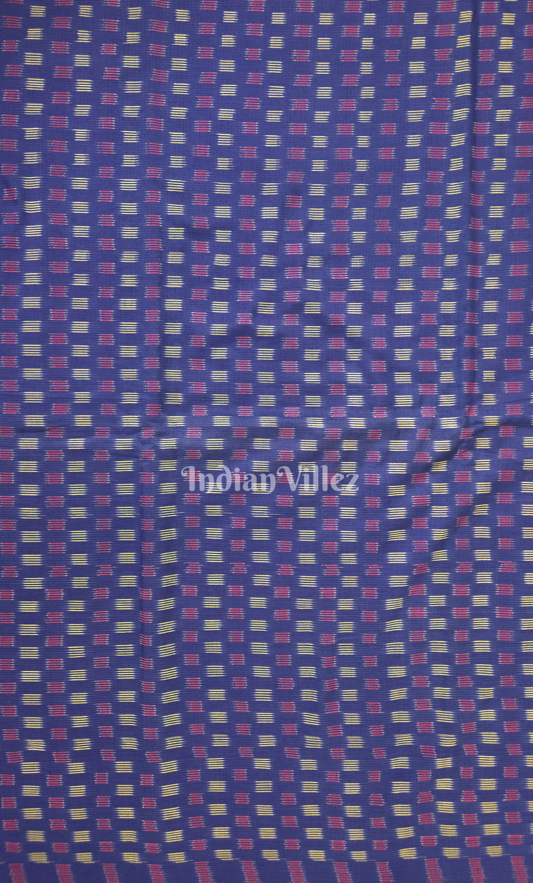 Blue Geometric Handwoven Pochampally Ikat Cotton Fabric 