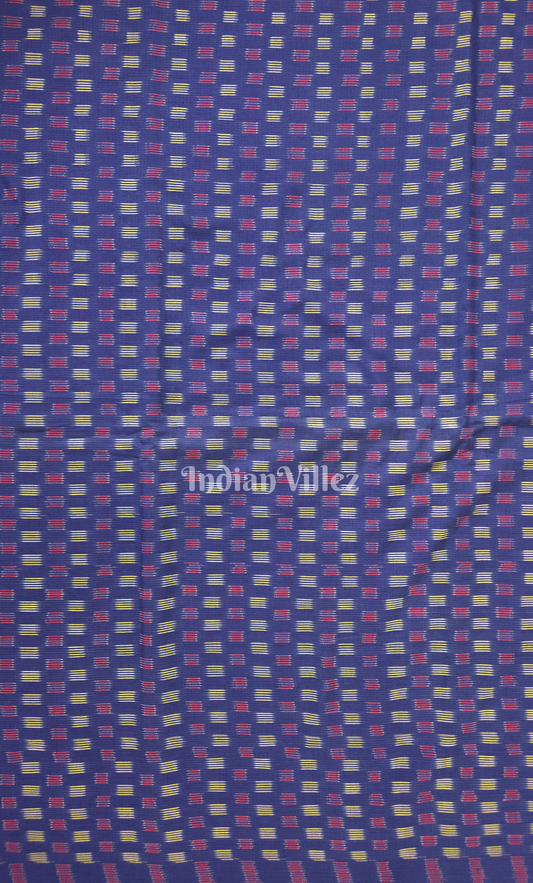 Blue Geometric Handwoven Pochampally Ikat Cotton Fabric 