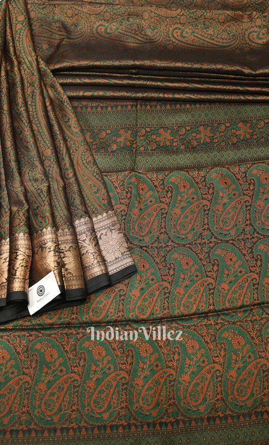 Moss Green Dual Tone Tanchoi Silk Banrasi Saree 