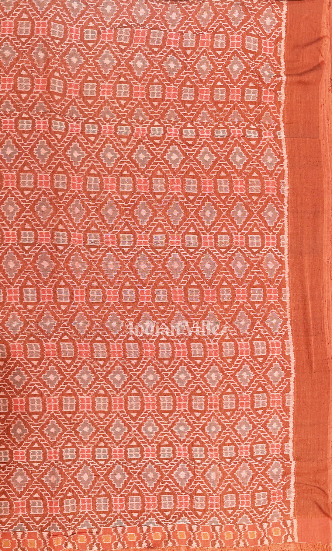 Red Sambalpuri Ikat Cotton Fabric
