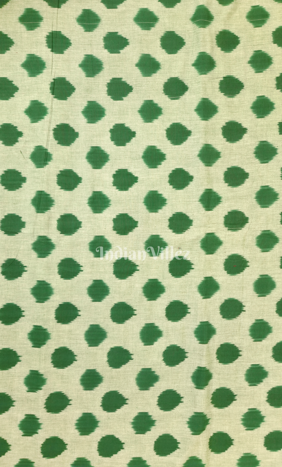 Sage Green Polka Pochampally Ikat Cotton Fabric