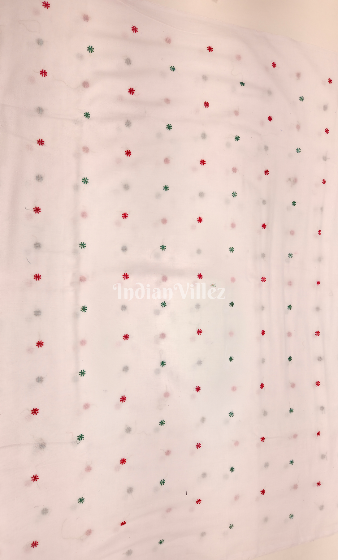 White with Multicolor Buti Motif Odisha Ikat Cotton Fabric 