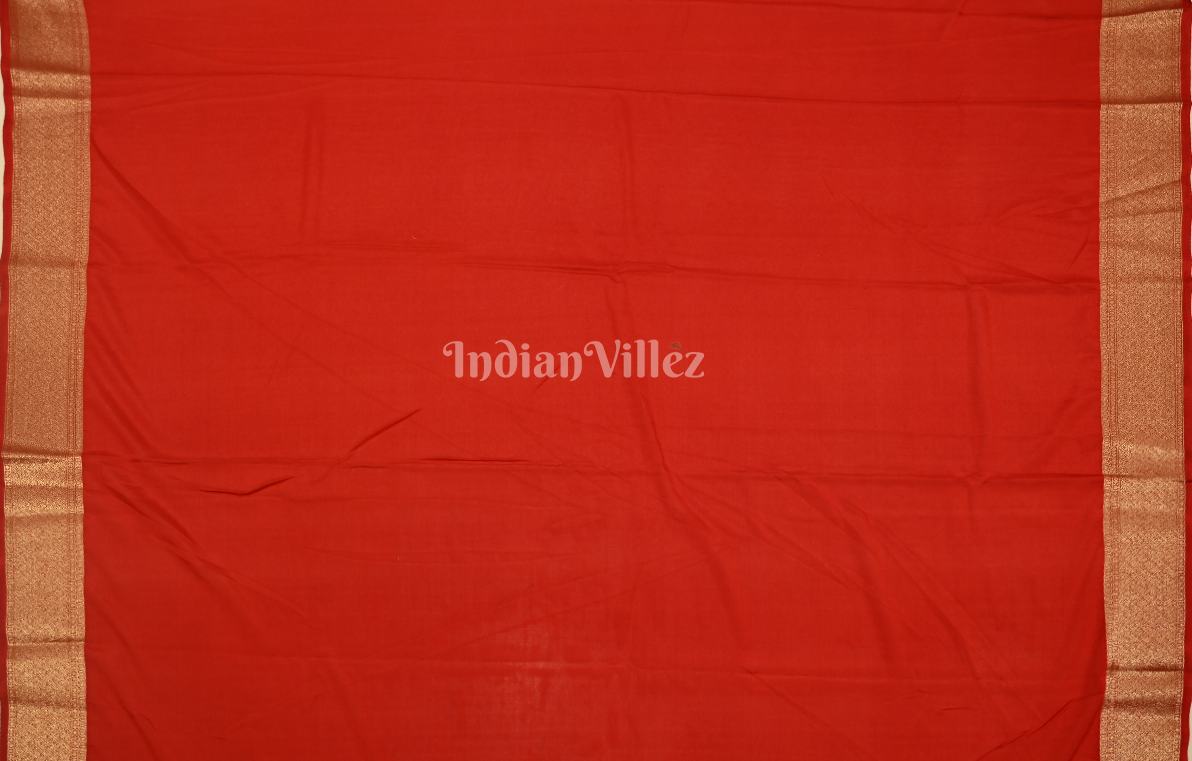 Green Red Checks Buta Pure Crepe Kanjivaram Silk Saree