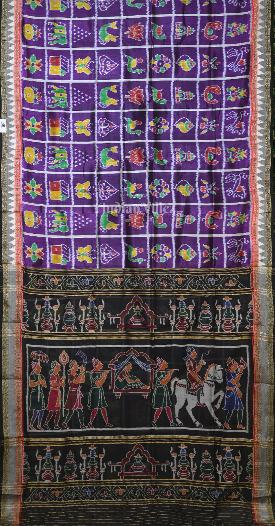 Purple Black Nabakothi Odisha Ikat Khandua Silk Saree 