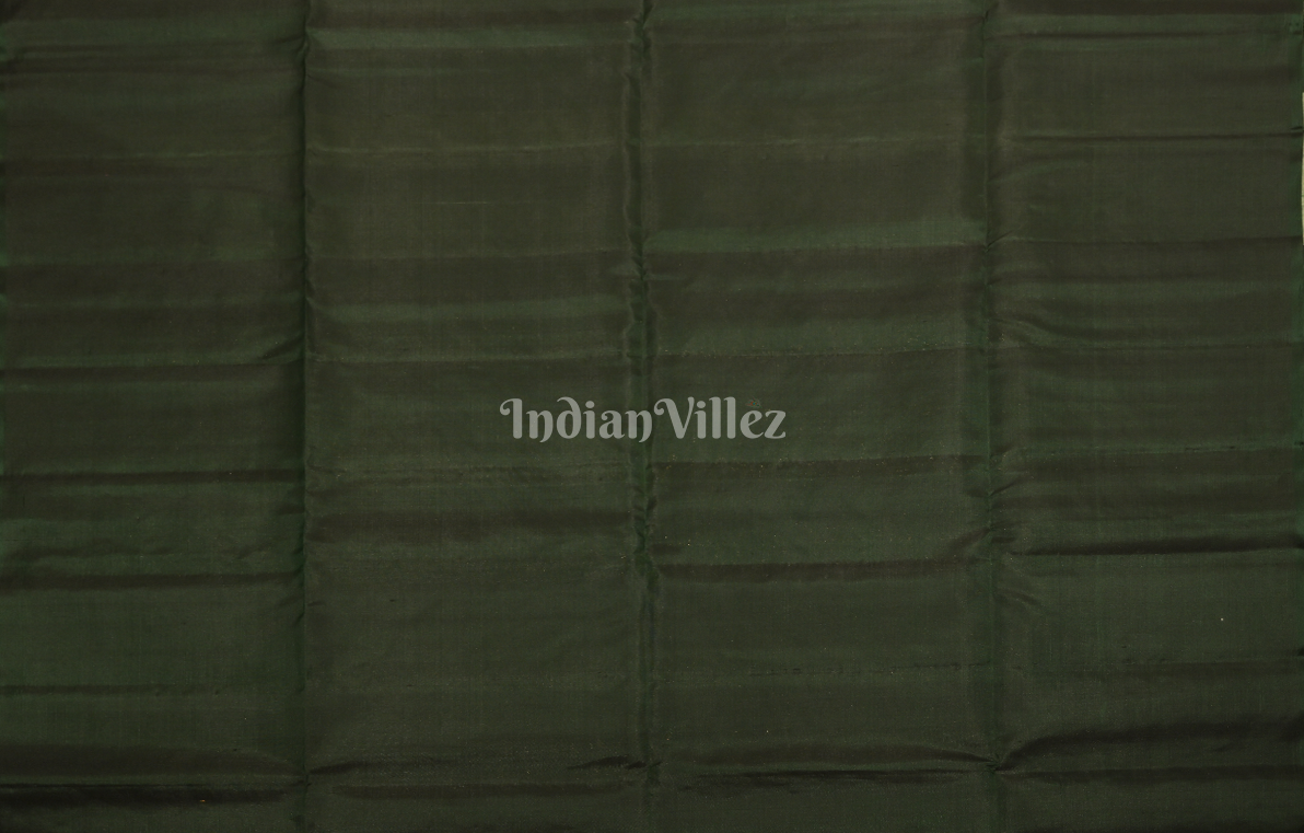 Pista Green Black Stripped Zari Pure Kanjivaram Soft Silk Saree