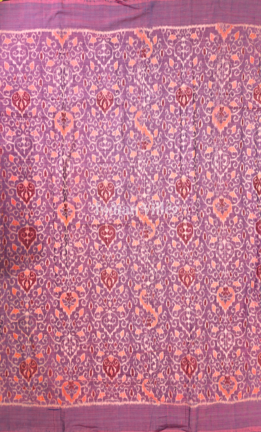 Purple Pink Floral Motif Odisha Ikat Sambalpuri Cotton Fabric 