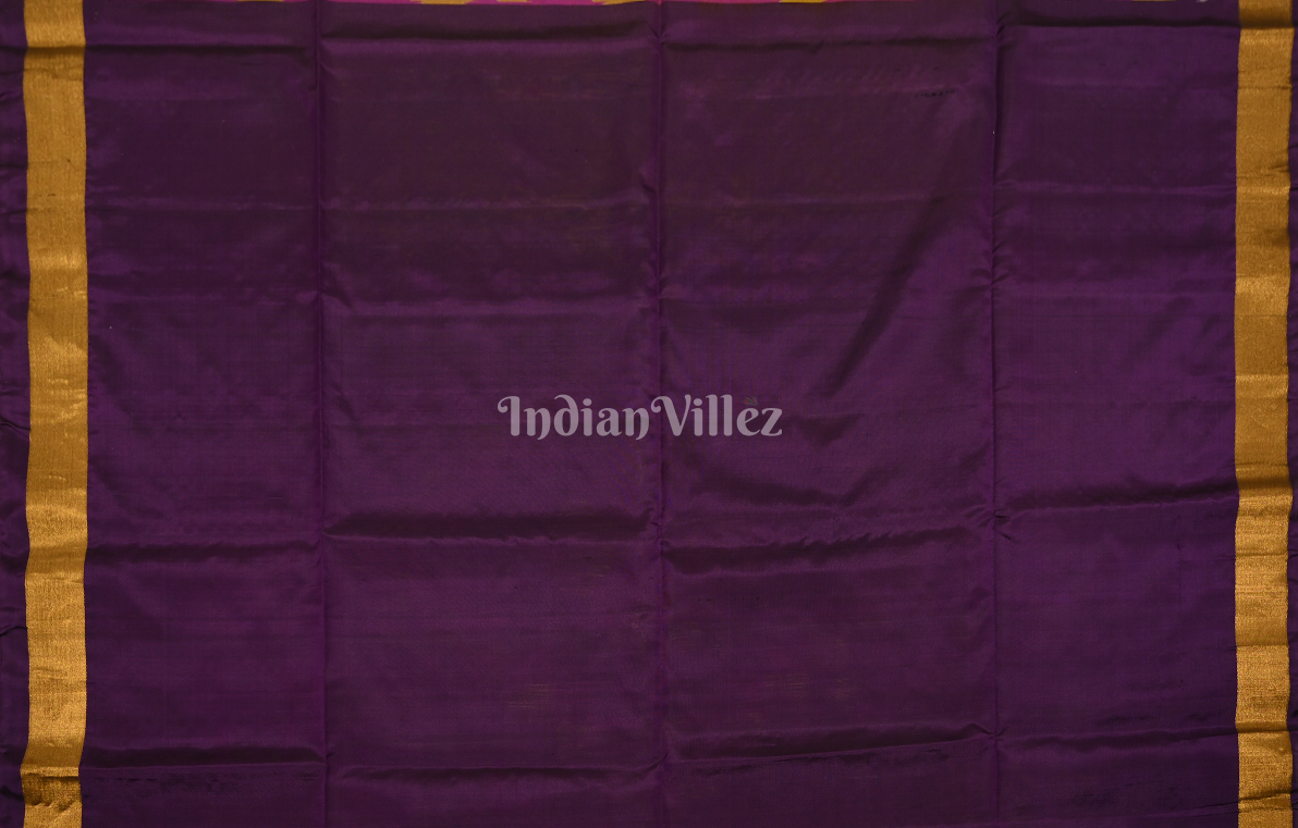Yellow Purple Pochampally Ikat Silk Saree 