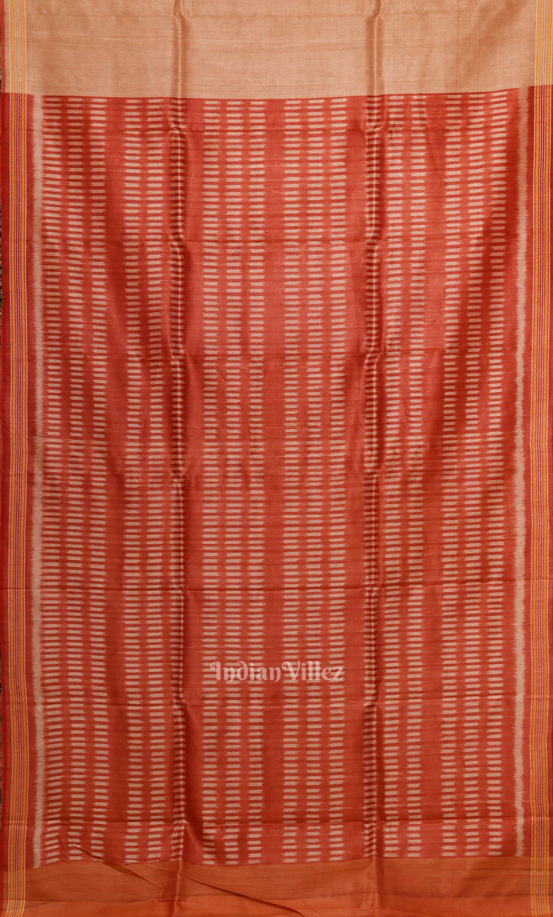 Rust Maroon Gopalpur Tussar Silk Saree with Blue Border & Anchal 