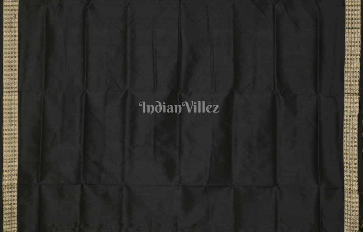Green Black Dolabedi Odisha Ikat Bomkai Sambalpuri Ikat Silk Saree
