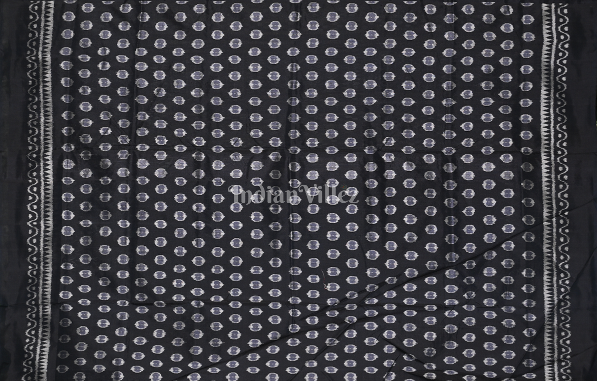 Black Lotus Scot Odisha Ikat Contemporary Designer Silk Saree