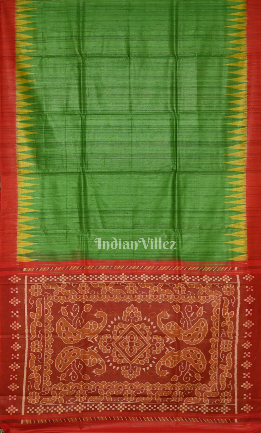Green Red Gopalpur Tussar Silk Saree 
