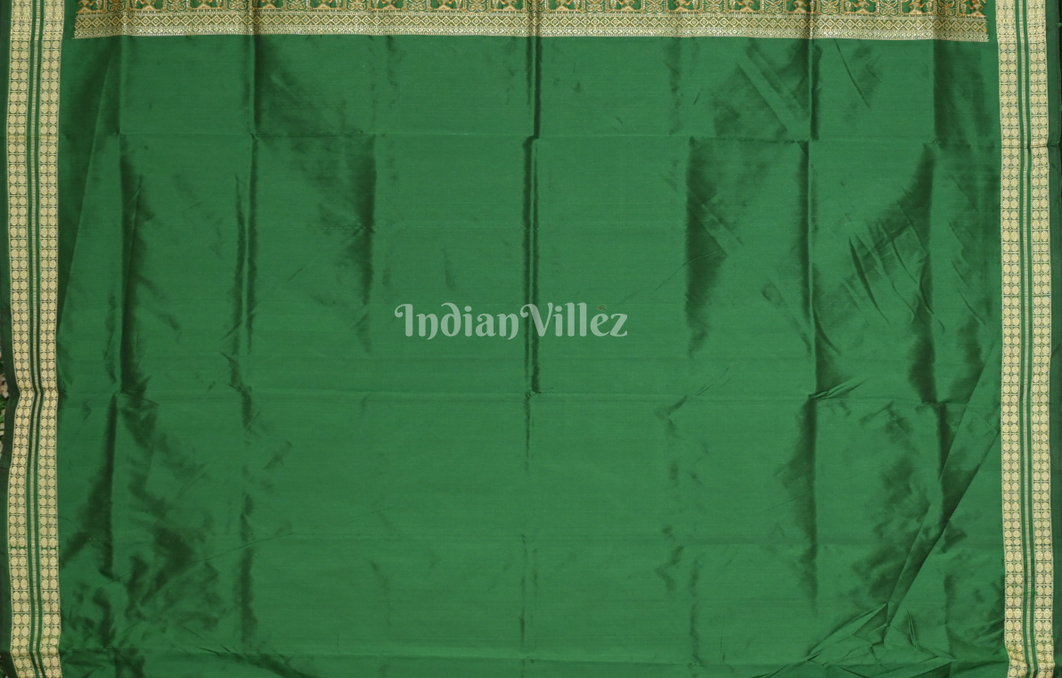 Magenta Pink Green Buti Design Odisha Ikat Bomkai Sambalpuri Silk Saree 