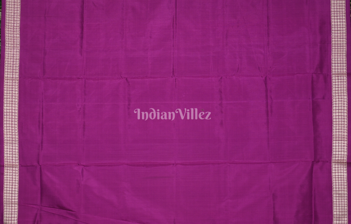 Purple Tribal Theme Odisha Ikat Sambalpuri Silk Saree with Tribal Jhoti Anchal