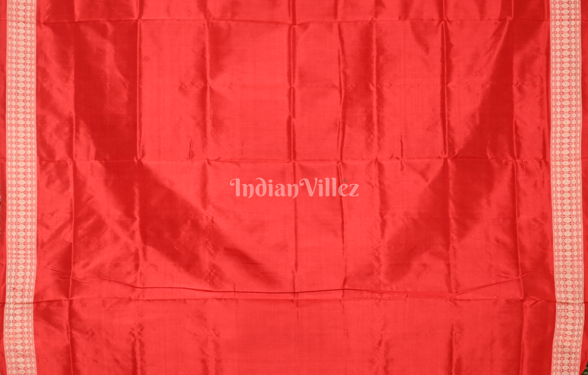 Exclusive Red Box Motif Odisha Ikat Sambalpuri Silk Saree 