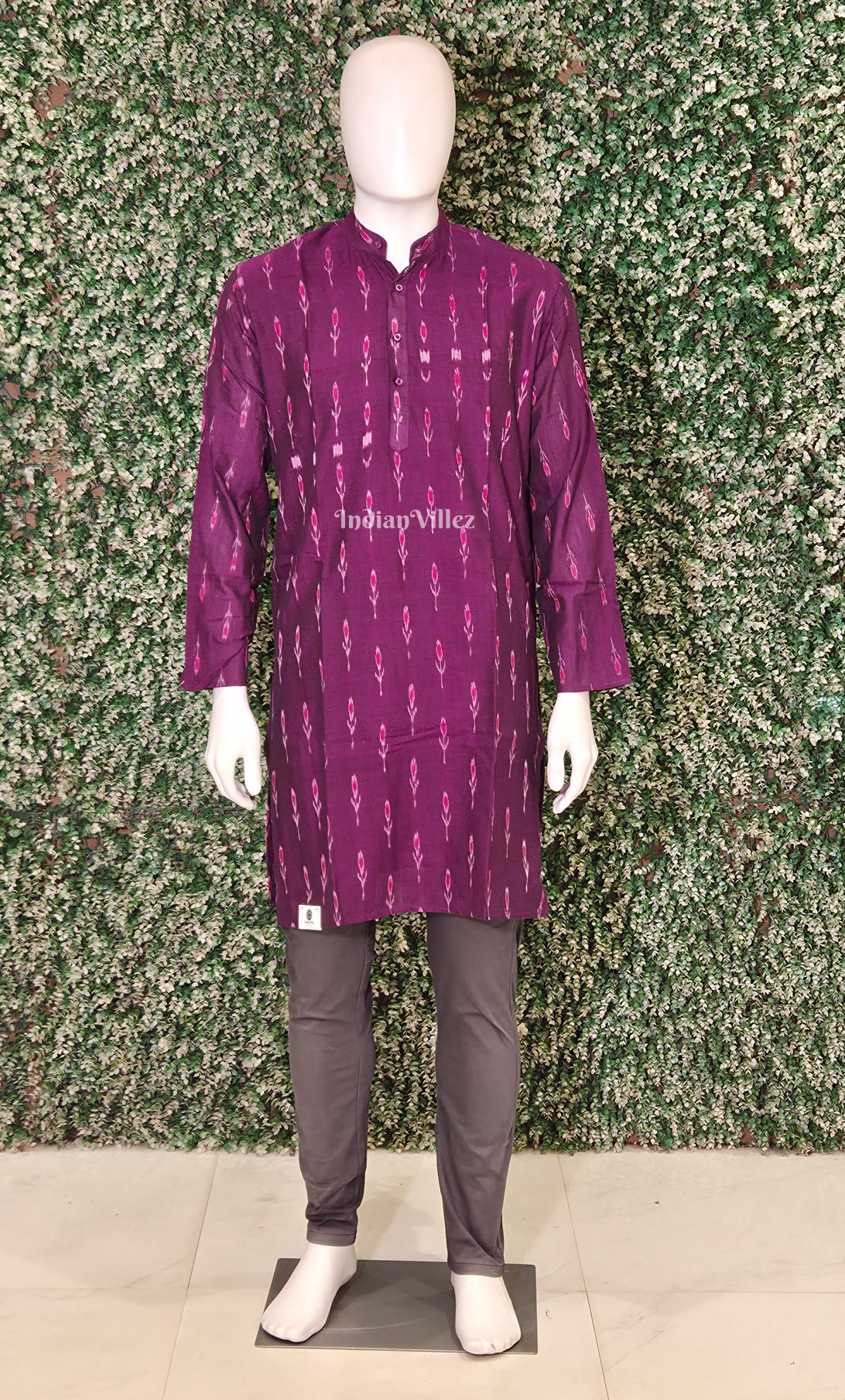 Purple Mayur Chandrika Odisha Ikat Cotton Kurta for Men 