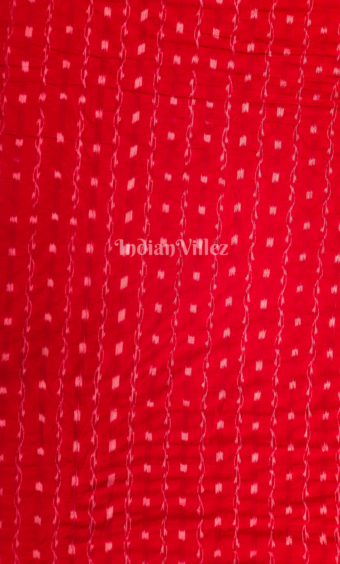 Red Tipa Design Odisha Ikat Sambalpuri Cotton Fabric
