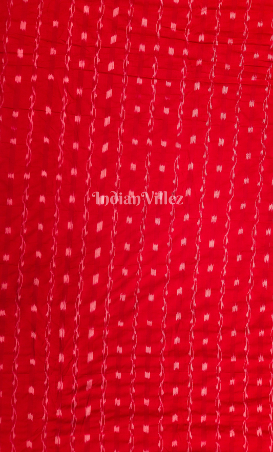 Red Tipa Design Odisha Ikat Sambalpuri Cotton Fabric