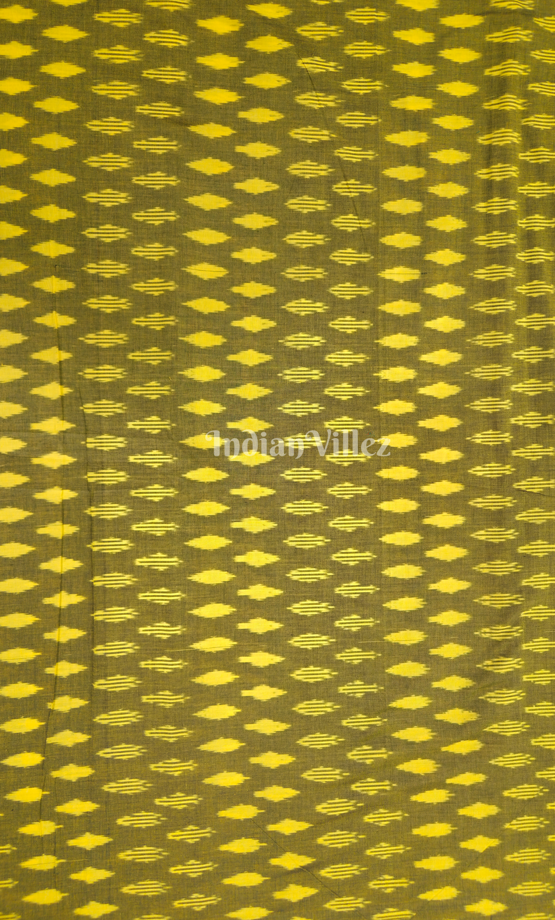 Mehendi Green Yellow Pochampally Ikat Cotton Fabric