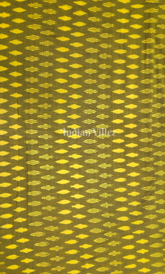 Mehendi Green Yellow Pochampally Ikat Cotton Fabric