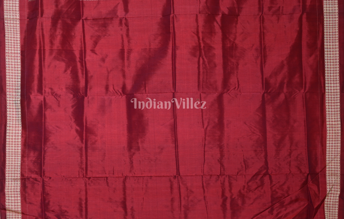 Blue Maroon Jhoti Theme Odisha Ikat Sambalpuri Silk Saree 