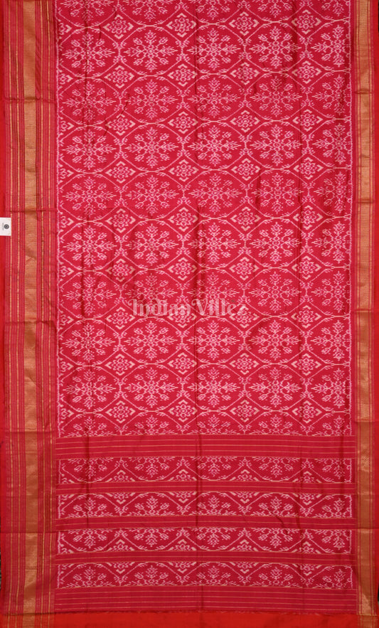 Deep Red Pochampally Ikat Silk Saree