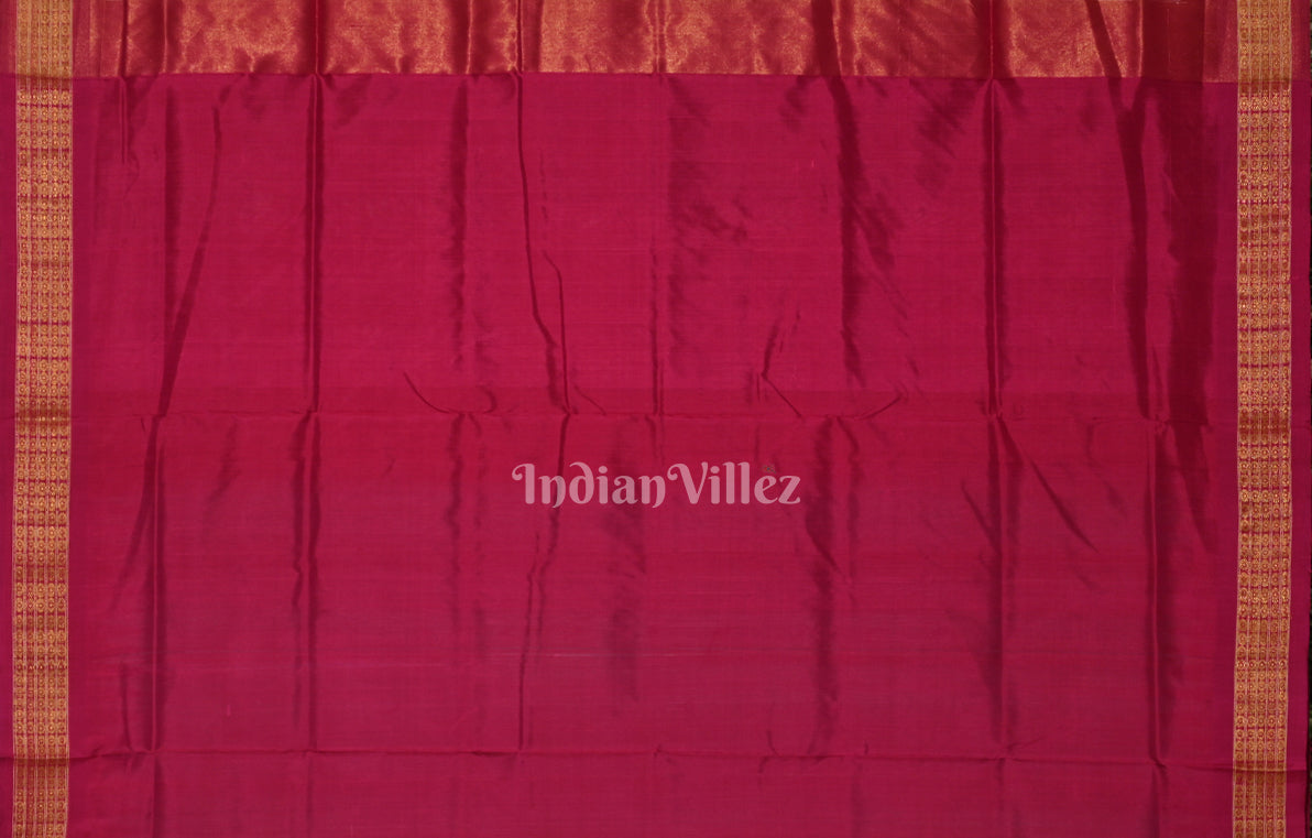 Sky Blue Pink Buti Odisha Ikat Bomkai Half Tissue Silk Saree