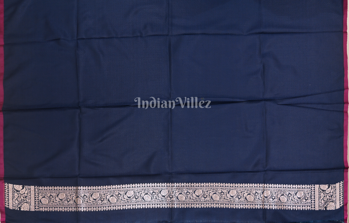 Blue Pink Pure Mashru Satin Silk Banarasi Saree 