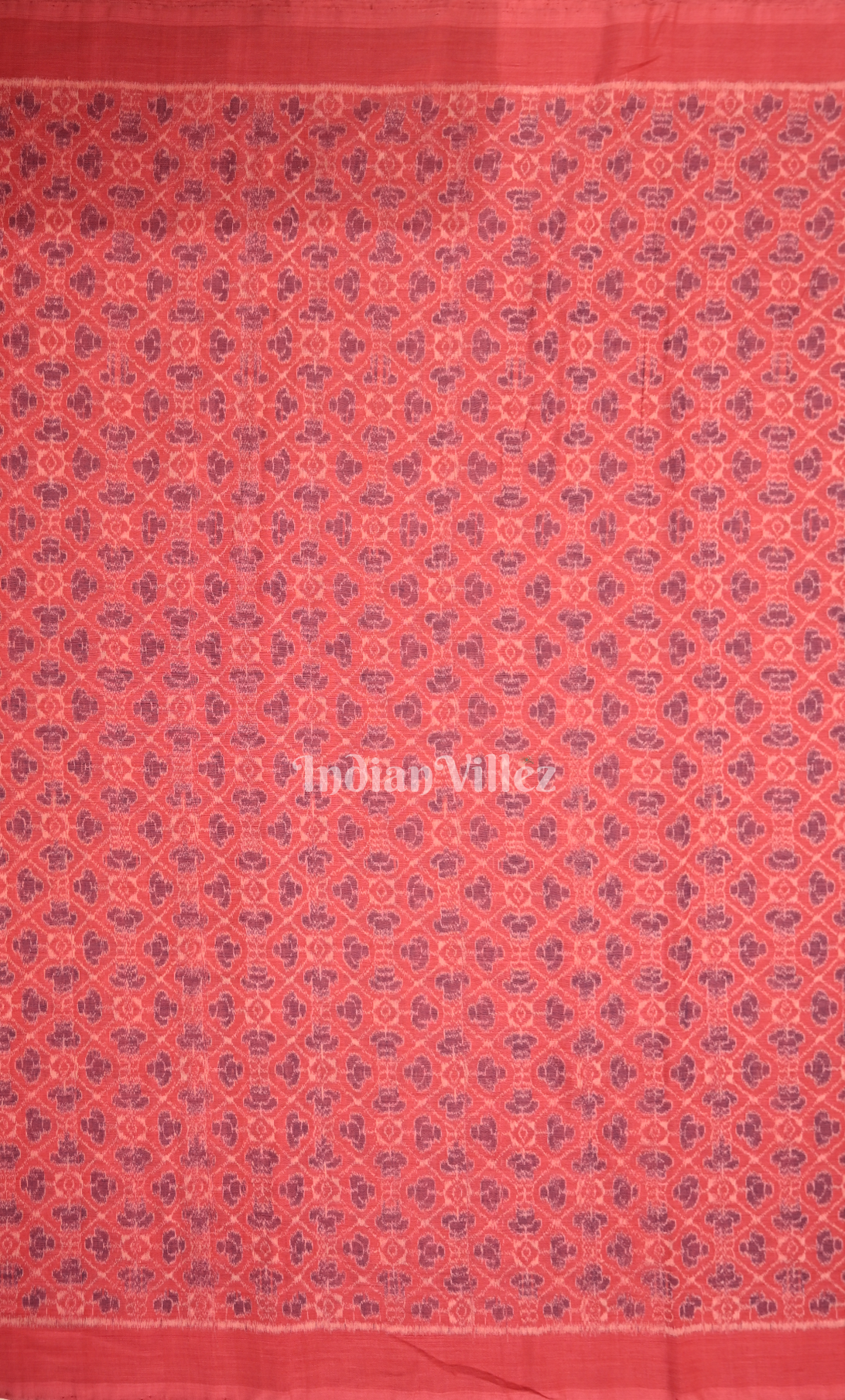 Red Floral Motif Odisha Ikat  Sambalpuri Cotton Fabric 