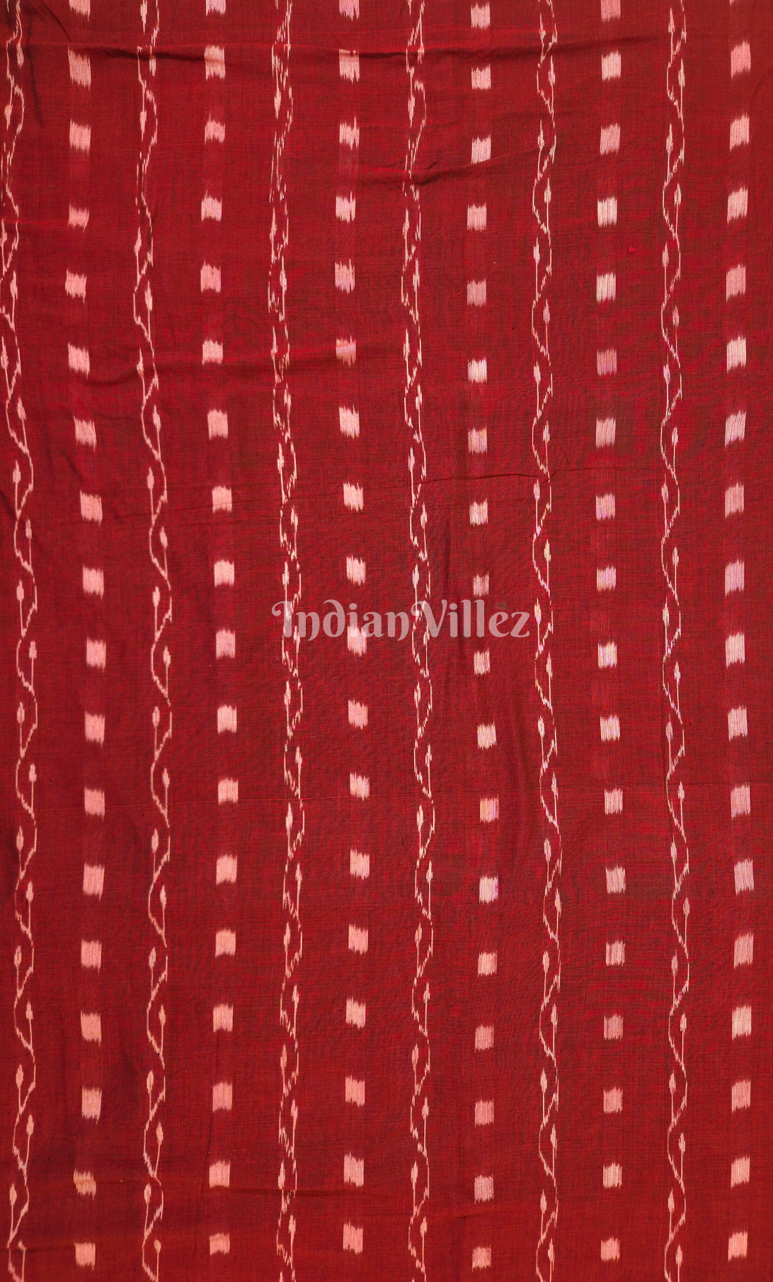 Maroon Tipa Design Odisha Ikat Sambalpuri Cotton Fabric