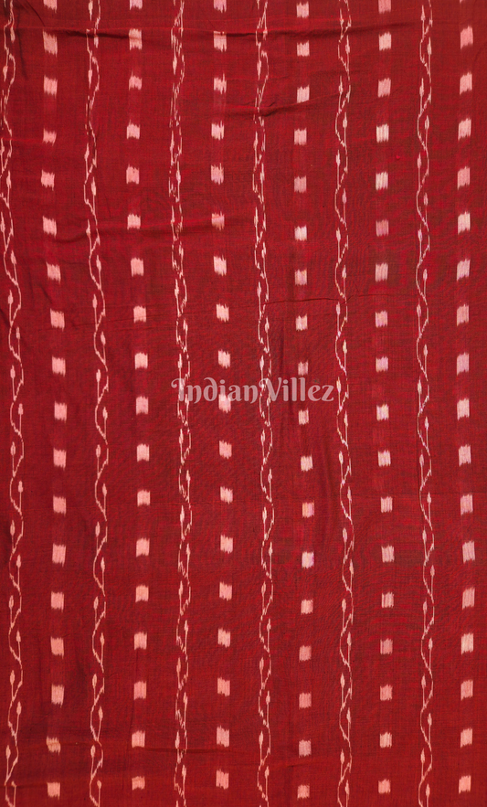 Maroon Tipa Design Odisha Ikat Sambalpuri Cotton Fabric