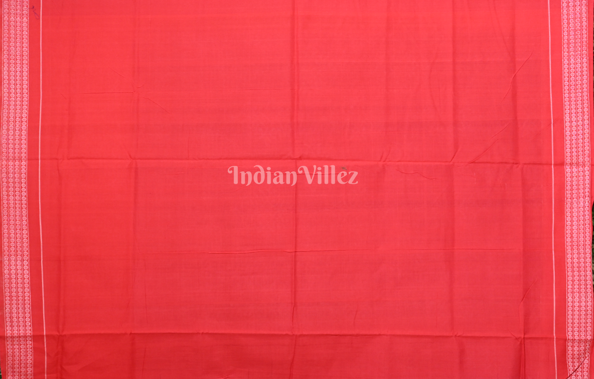 Blue Red Konark Temple Chakra Odisha Ikat Sambalpuri Cotton Saree