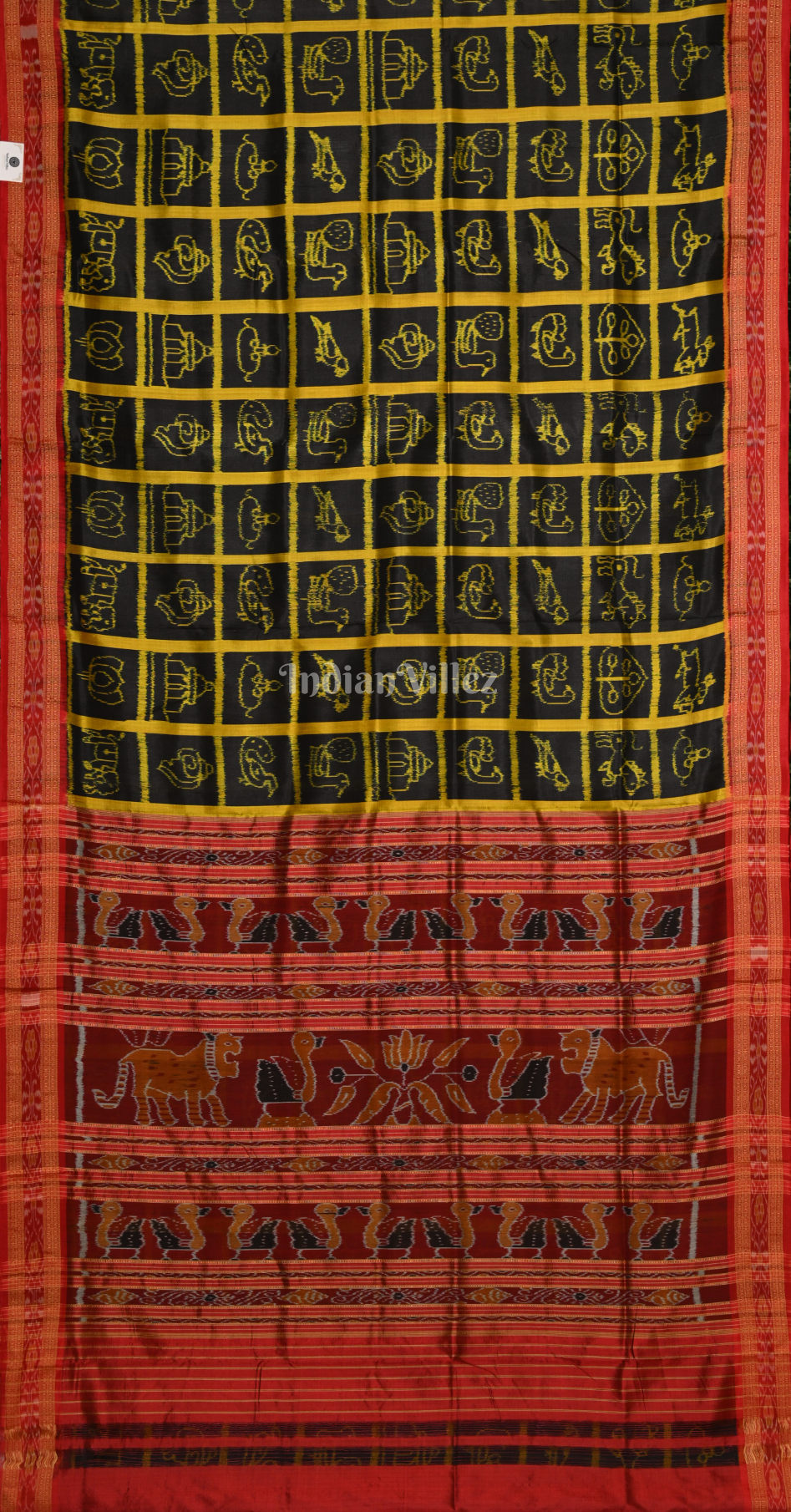 Black Red Nabakothi Odisha Ikat Khandua Silk Saree
