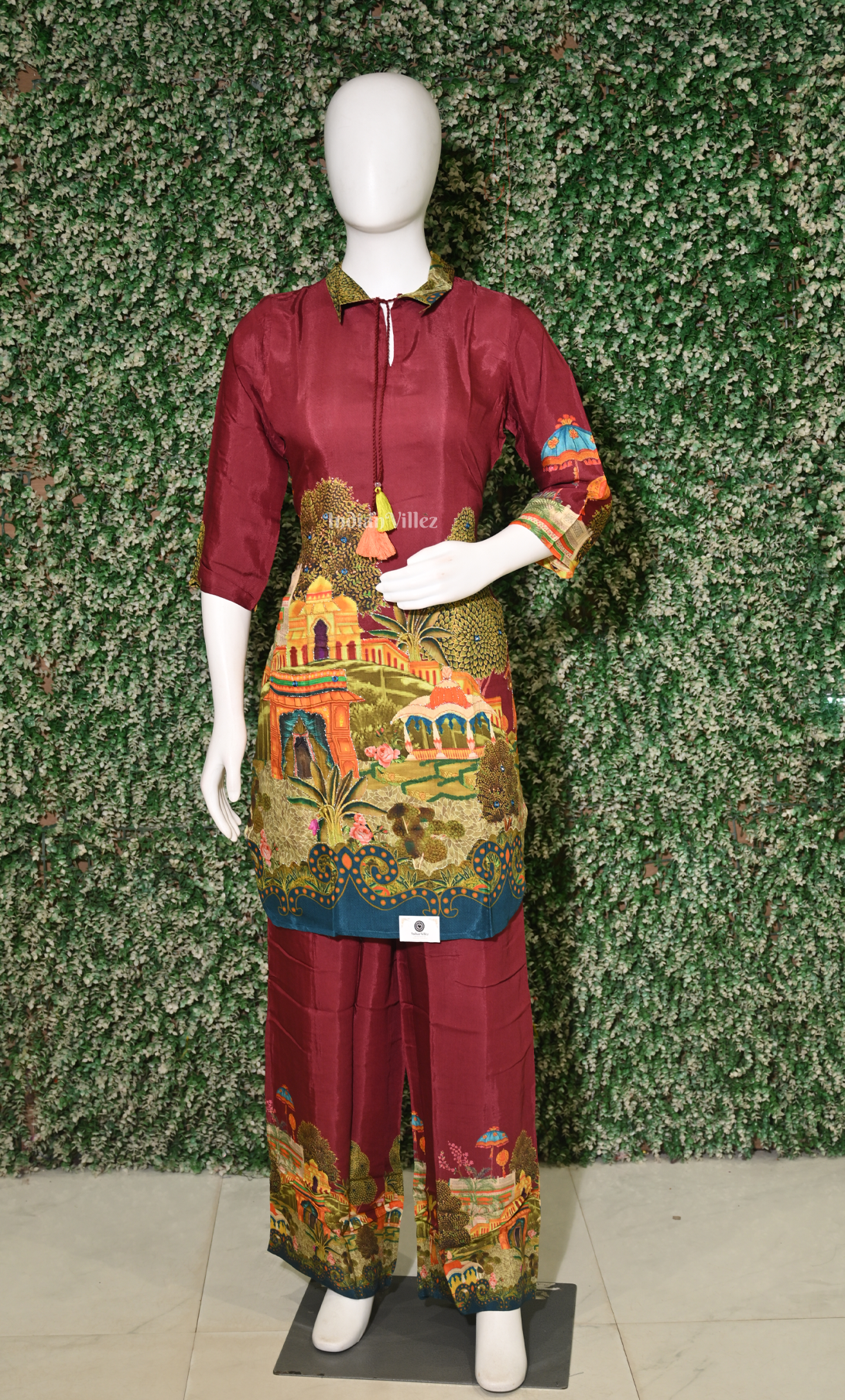 Designer Maroon Printed Kurta & Pant Set-(Co-Ords Set) 