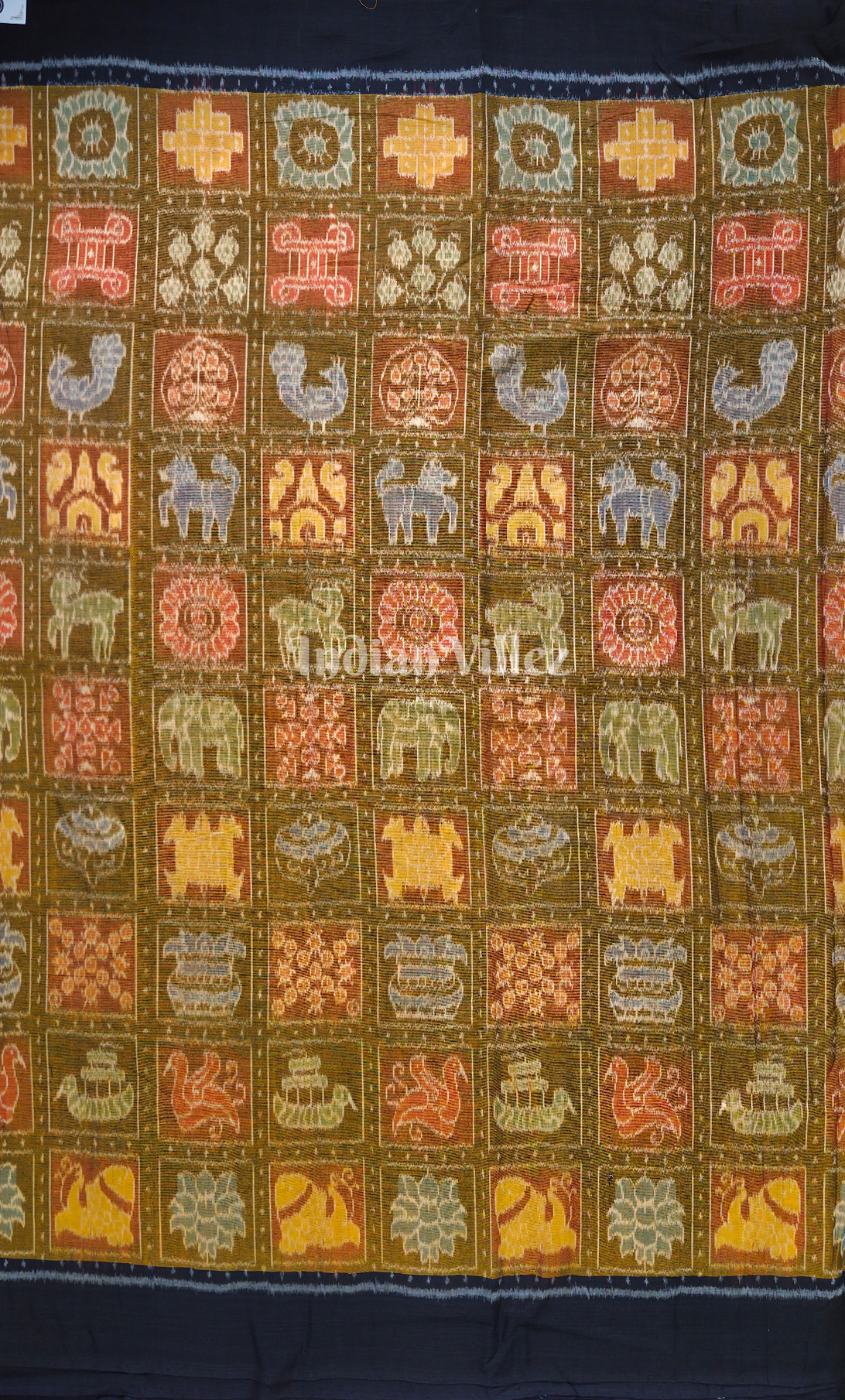Mustard Yellow Nabakothi Odisha Ikat Sambalpuri Cotton Fabric 