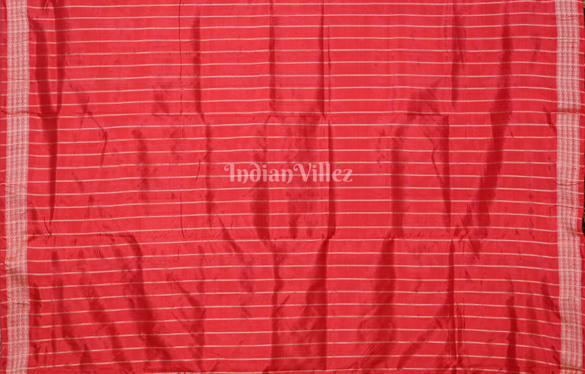 Exclusive Mustard Yellow Red Nabakothi Odisha Ikat Sambalpuri Silk Saree 